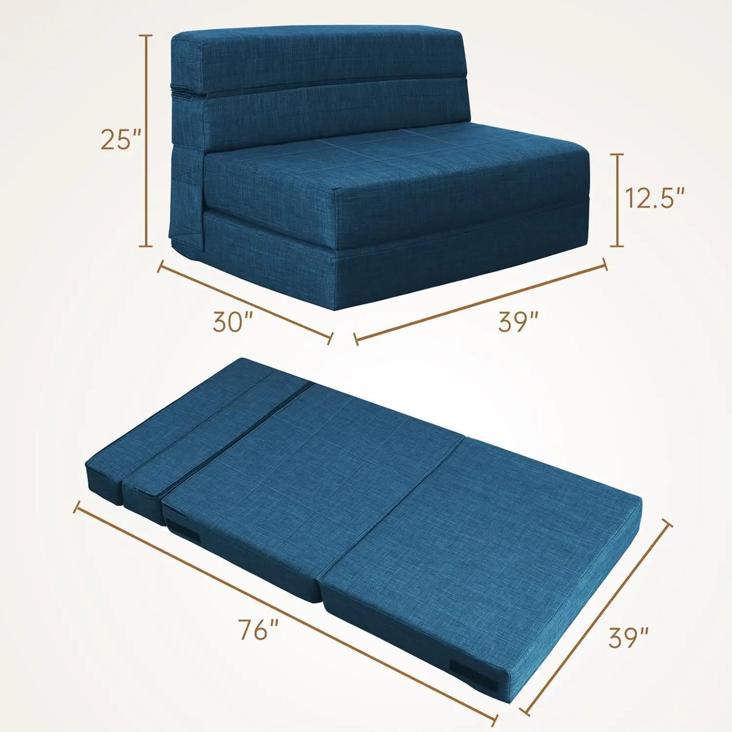 Folding Sofa Bed Couch, Memory Foam, with Pillow Sleeper Chair , Washable Cover,