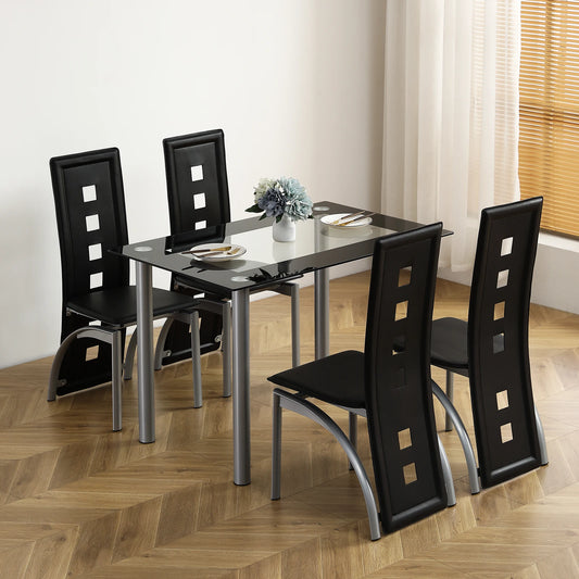 5 Pieces Dining Table  Tempered Glass