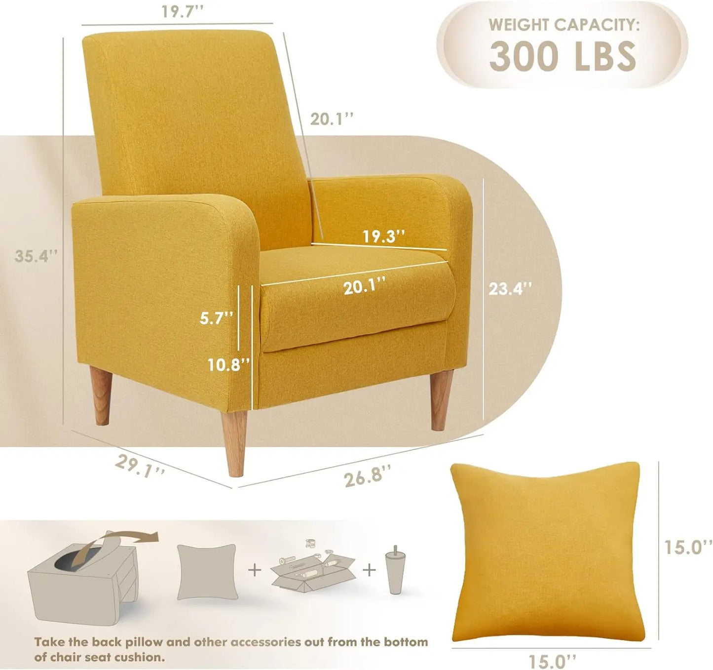 Accent Chair Armchair with Pillow