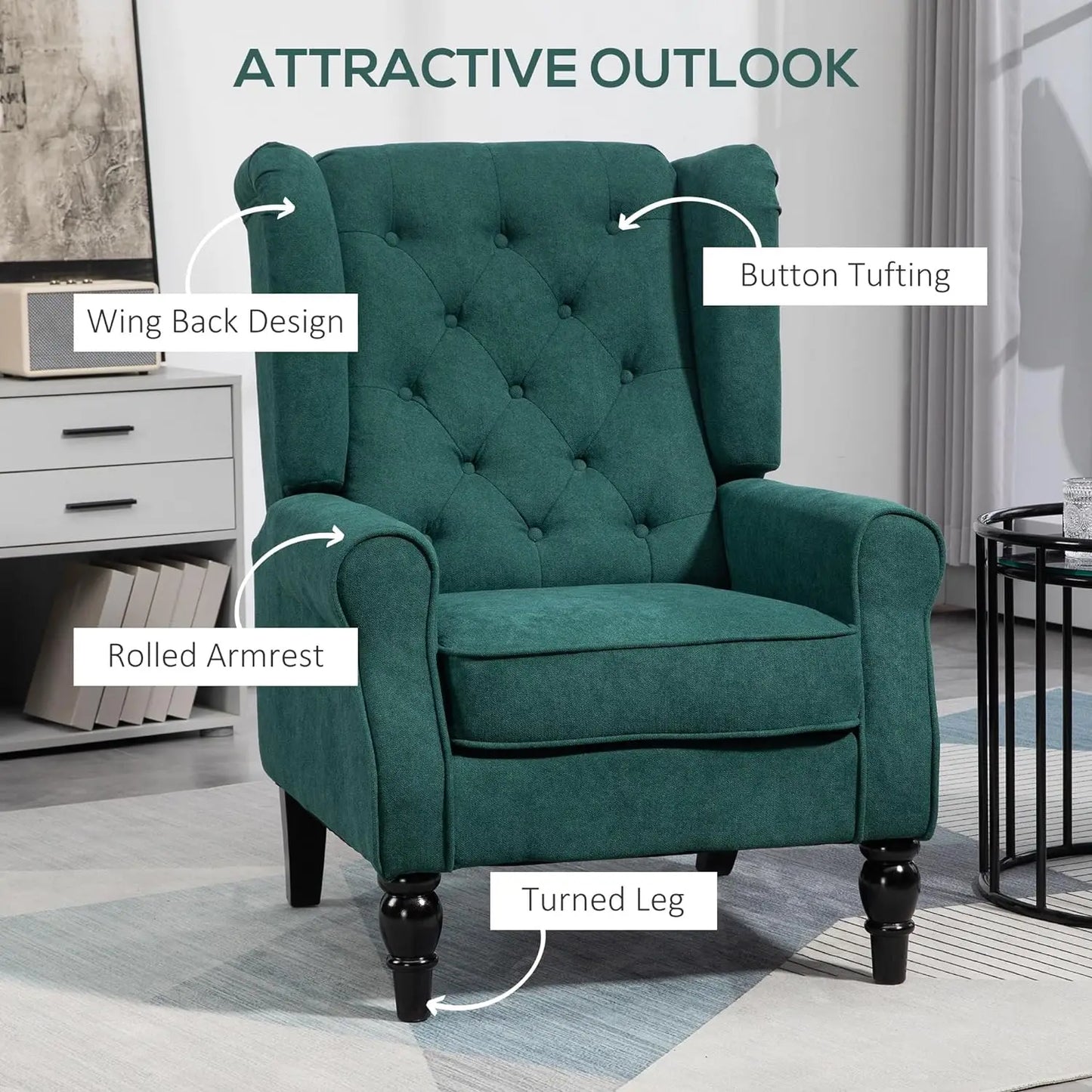 Button-Tufted Accent Chair