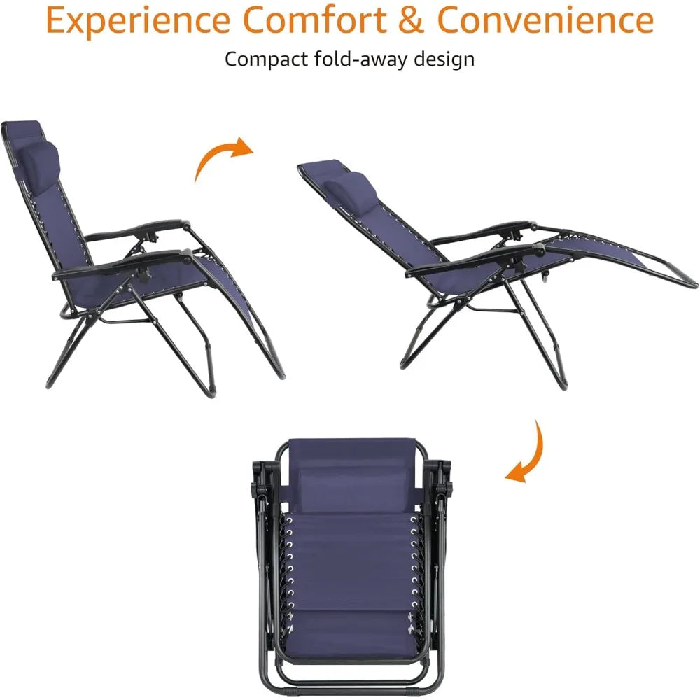 Folding Reclining Lounge Chair With Pillow