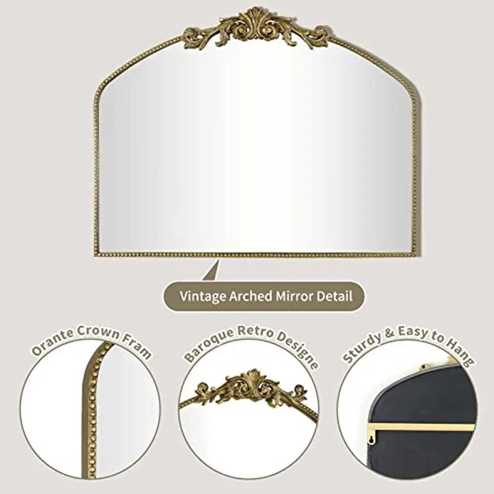 Baroque Arch Wall Mirror Metal Frame