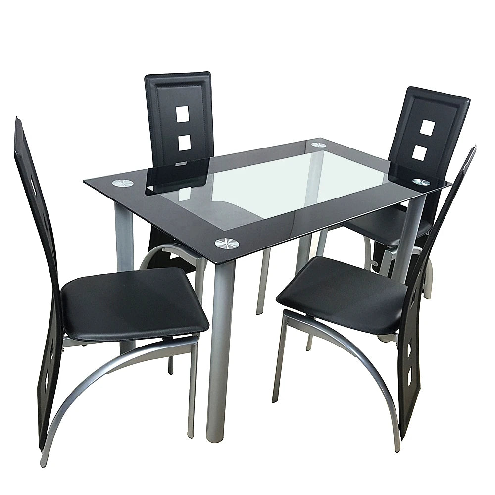 5 Pieces Dining Table  Tempered Glass